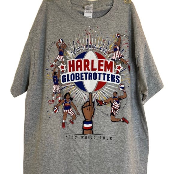 Gildan Other - Gildan Harlem Globe Trotter 2017 world tour Gray Tee Shirt  Size Large